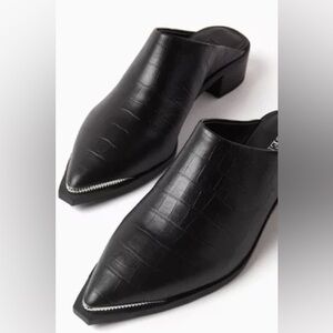 NWOB SENSO Linnea Leather Croc Embossed Western Mules in Ebony Sz 41 US 11